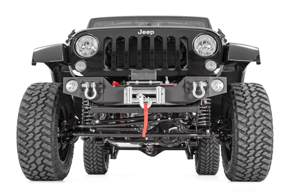 Jeep Wrangler Bumper - Front - Rough Country - Hybrid Stubby with Fog Mounts - '07-'17